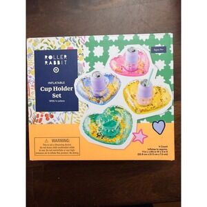 Roller Rabbit Inflatable Cup Holder Set Unisex OS Multi‎ Heart Glitter NWT